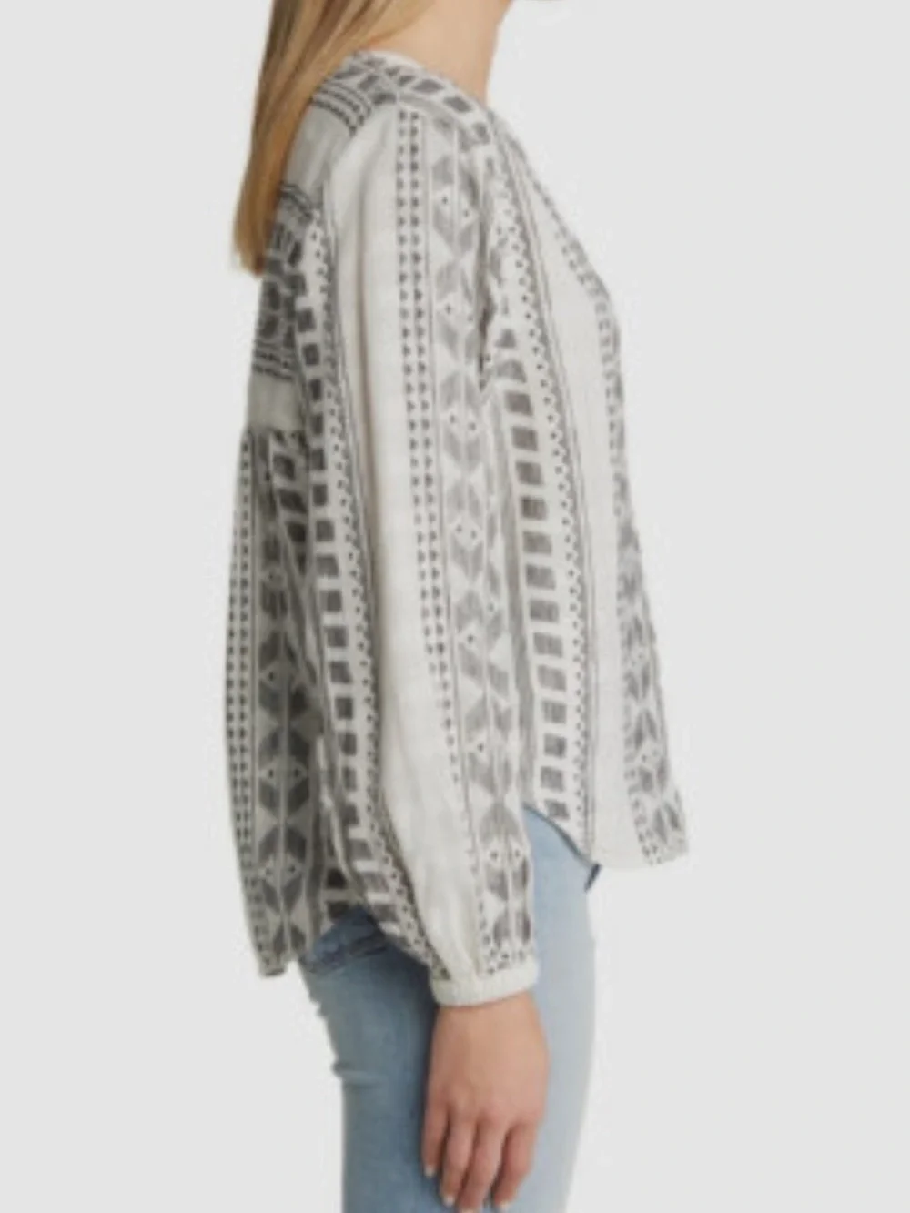 Splendid Freesia Embroidered Long Sleeve Linen Top Size Small